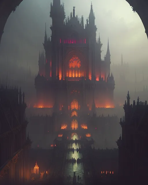 A bird's eye view of an magnificent underground medieval mega-city shrouded in rivers and magnificent nature surrounded by medieval skyscrapers and elvish castles and fairy mansions at night with big purple moon, wizard inspiration, magical, mysterious, 16k, HD, Hq, 8k, hyper detailed, astral, ethereal, mysterious