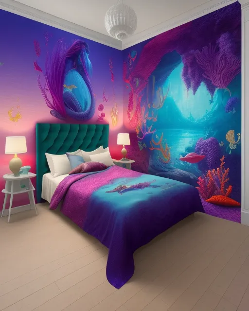 Little mermaid inspired bedroom - Free AI Photo Generator - starryai