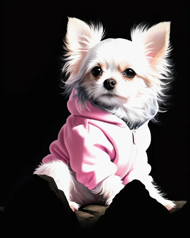 A tiny dog a full pink winter hoodie - AI Photo Generator - starryai