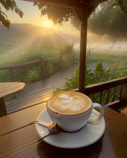 Coffee at Sunrise Nature))), (good - AI Photo Generator - starryai