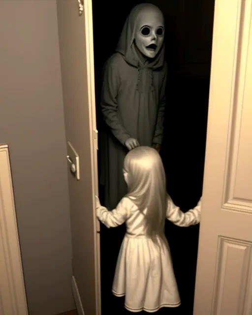 Creepy girl frightens her mom with ghost kids in the closet 