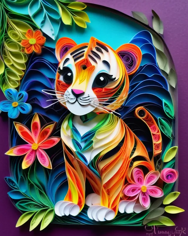 Paper Art Tiger - Free AI Photo Generator - starryai