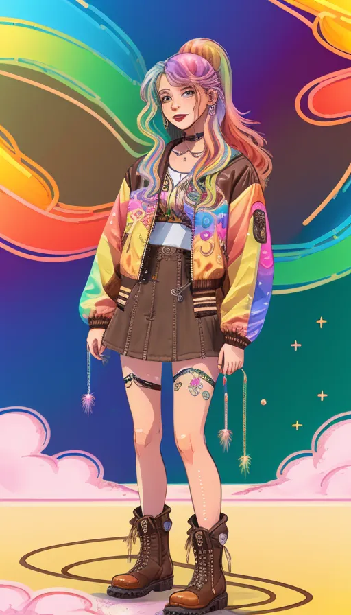 Beautiful long rainbow hair, , on - Free AI Photo Generator - starryai