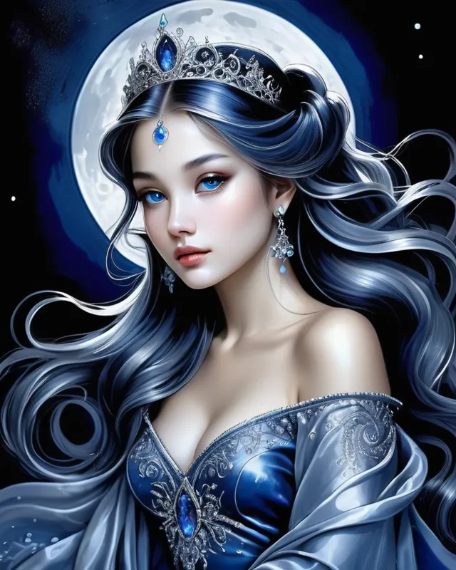 silver midnight blue moonlight on - Free AI Photo Generator