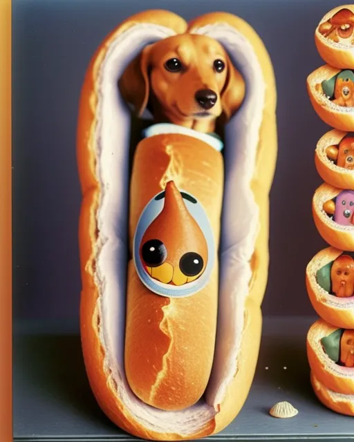 Wiener dog inside a Baguette