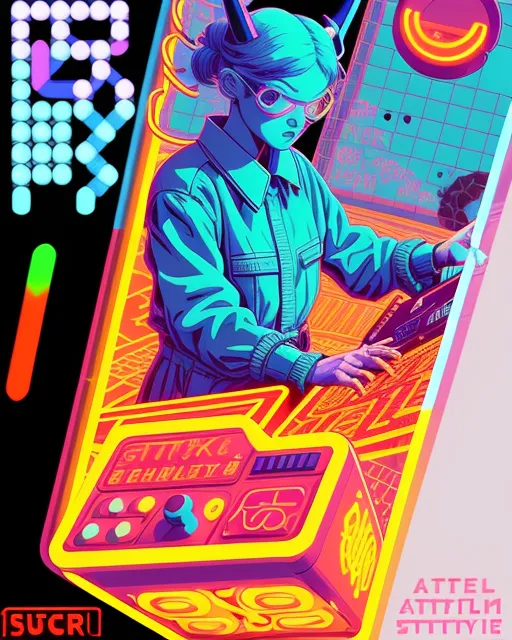 Retro Tetris futurism battle Royale neon arcade video game 🎮, houdini 3d, pop art, pastels, vector art, glowing neon, vapor