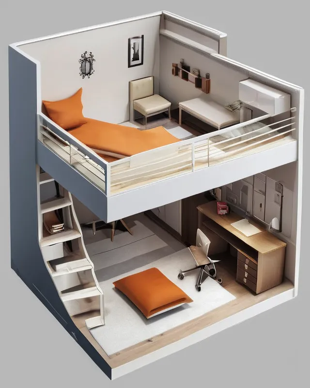 Room plan with a loftbed