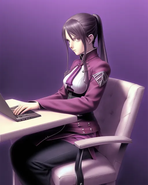 A cute woman sitting a chair at - Free AI Photo Generator - starryai