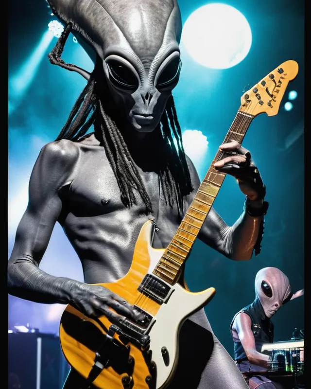 Grey Aliens Rock Band four a a - Free AI Photo Generator - starryai