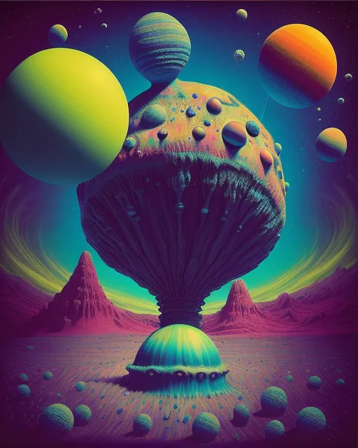 dreamy cosmic landscape, planets - Free AI Photo Generator - starryai