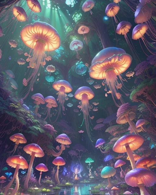 Jellyfish forest - Free AI Photo Generator - starryai