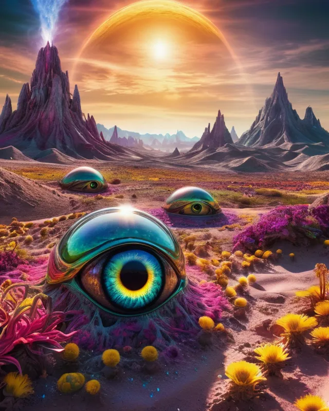 Alien eyeball blooms - Free AI Photo Generator - starryai
