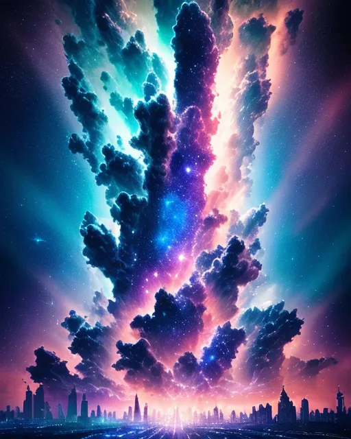 City a Nebula - Free AI Photo Generator - starryai