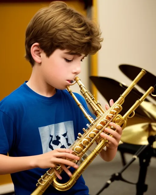 A Boy playing a new instrument - Free AI Photo Generator - starryai
