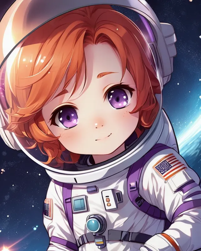 ginger haired girl chibi in space