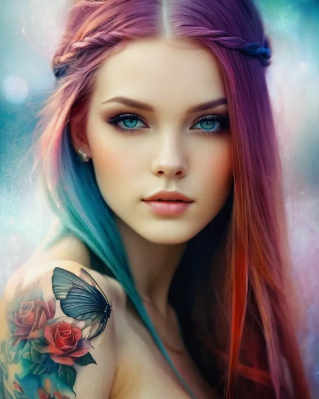 Beautiful woman long hair Anna - Free AI Photo Generator - starryai