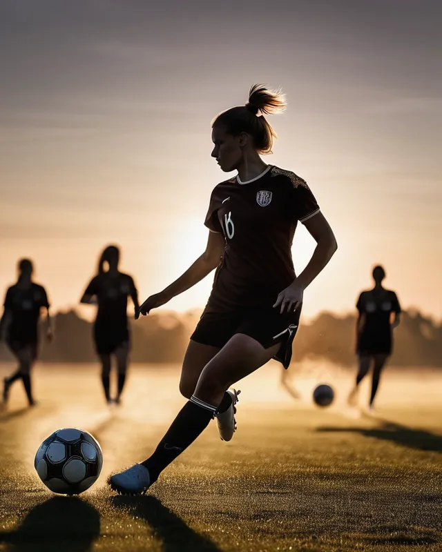 Women soccer players practicing at golden hour. ⚽️🌅