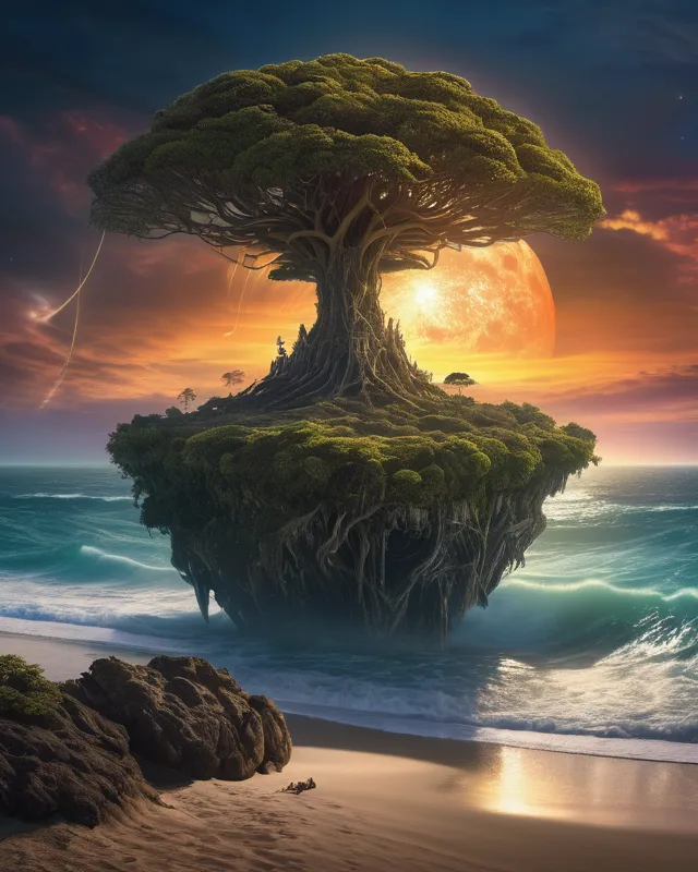A magical floating island a over - Free AI Photo Generator - starryai