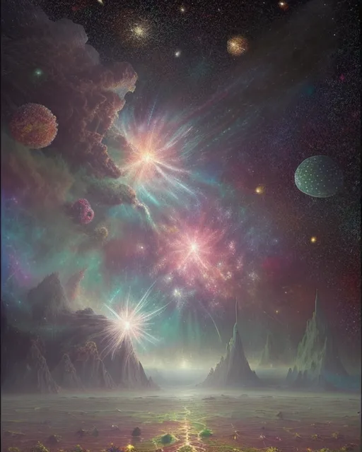 Exploding stars - Free AI Photo Generator - starryai