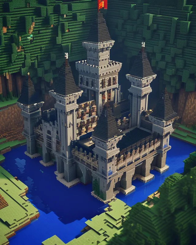 Medieval Minecraft castle - Free AI Photo Generator - starryai