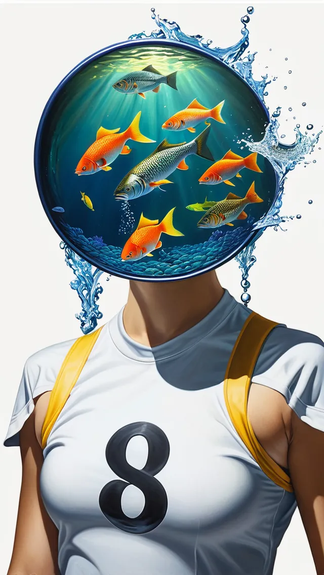 Masterpiece painting “Fish Magic” by Al Onissis, detailed, hyper realism, high quality, symbolism 