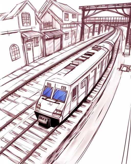 A train running on a track - Free AI Photo Generator - starryai