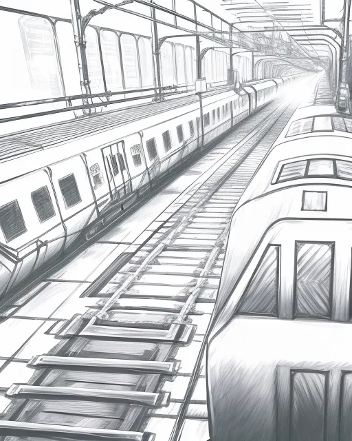 A train running on a track - Free AI Photo Generator - starryai