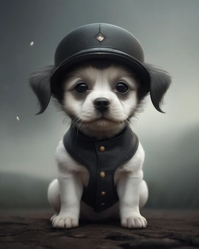 Cute dog puppy in Anton Semenov style