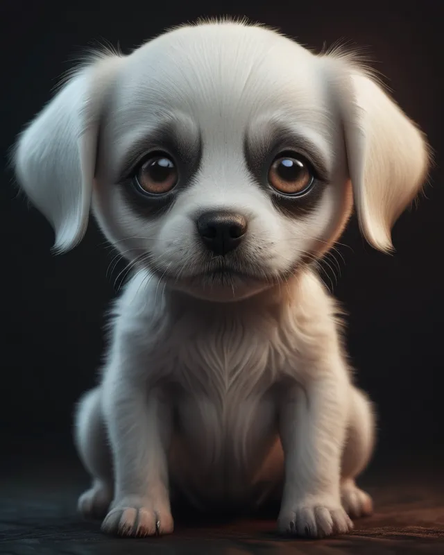 Cute dog puppy in Anton Semenov style