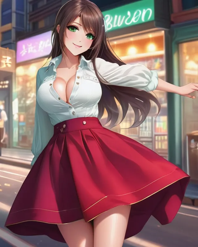 AI Art Generator: Anime girl, blushing, no panties