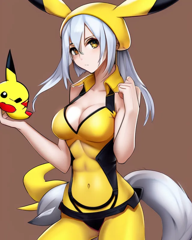 Female sexy cosplay Pikachu humanoid AI Photo Generator starryai