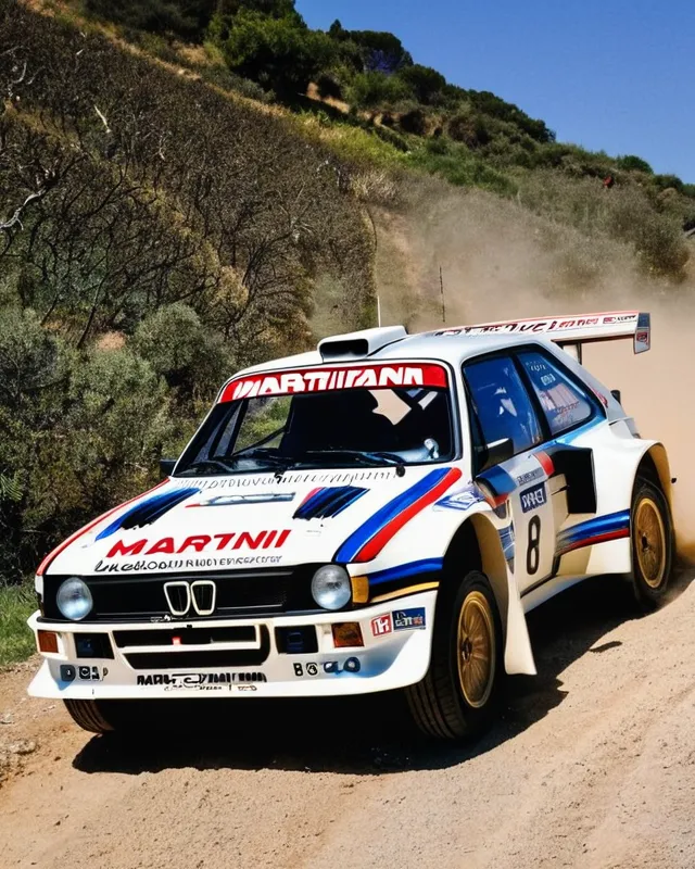 A group B rally car a martini racing - AI Photo Generator - starryai