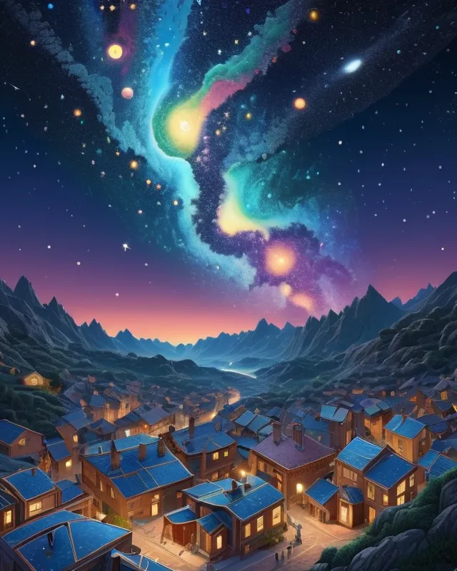 Starry night, cosmic landscape, - Free AI Photo Generator - starryai