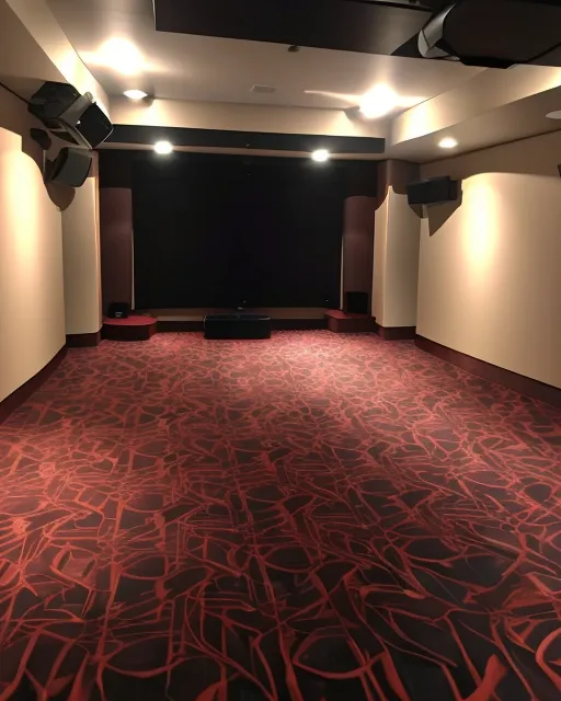 Emty cinema/ theater room, hyperrealism, long shot