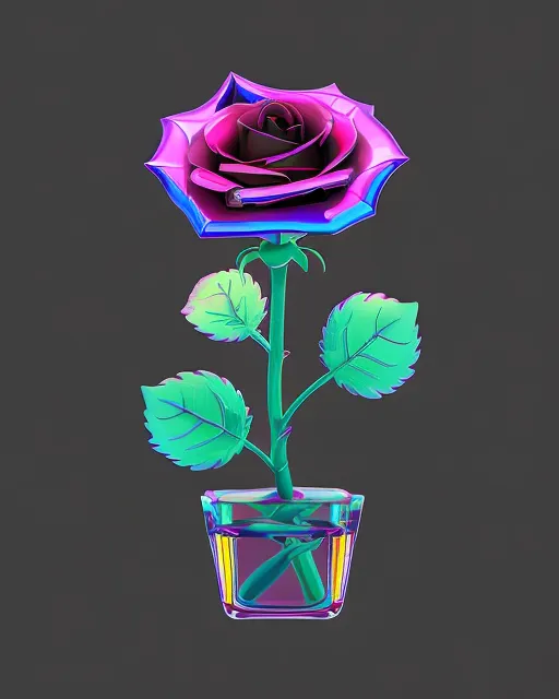 The beautiful rose flower ever painted, prismatic vibrant colours, bioluminescent, high contrast, vantablack background, 16k, ultra high resolution, hyperdetailed, UHD, HDR, trending on artstation