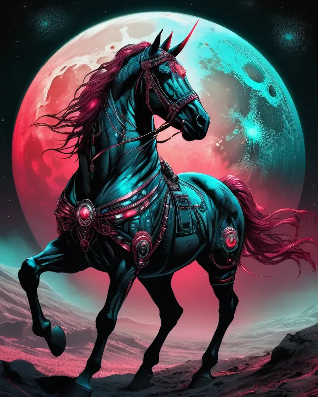 illustration old dark horse on - Free AI Photo Generator - starryai
