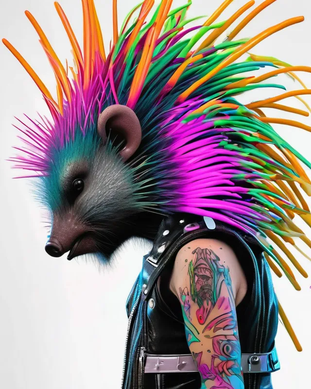 Neon Punk Anthropomorphic Porcupine 