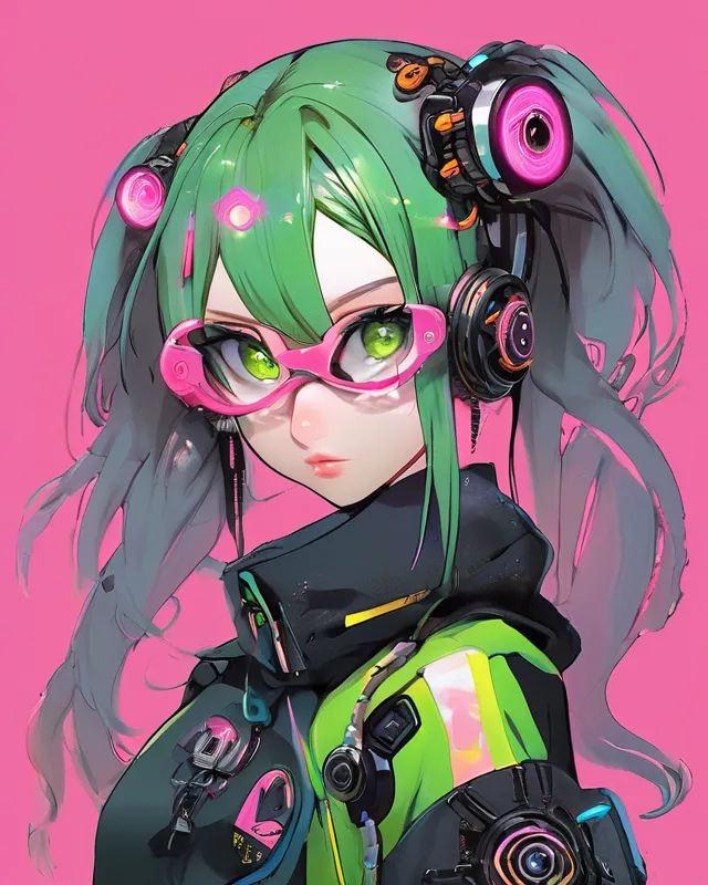 girl long pink hair ponytails One - Free AI Photo Generator - starryai