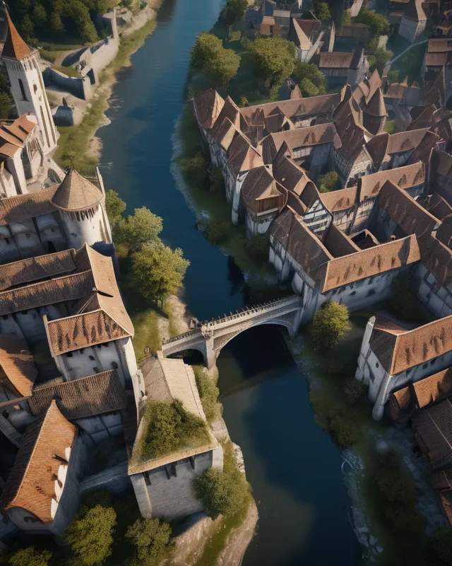 Arial view a medieval city - Free AI Photo Generator - starryai