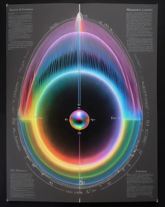 More luminous. Encyclopedia page, detailed drawing of the operation of the magnetic field and its elements. Beautiful, diffuse, radiant, hyper-detailed, dark charcoal, soft pastel rainbow colors, award winning, 4k, exquisite 