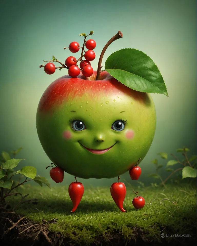 By  Alexander Jansson,  silly fruits and vegetables, cherry, apples, melon.