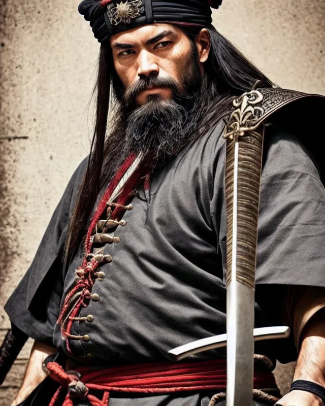 A samurai a long beard a sword - Free AI Photo Generator - starryai