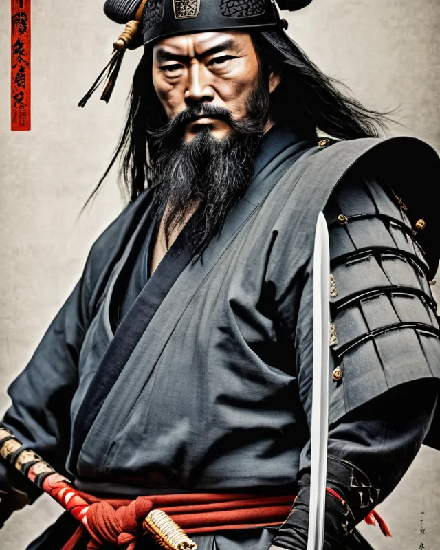 A samurai a long beard a sword - Free AI Photo Generator - starryai