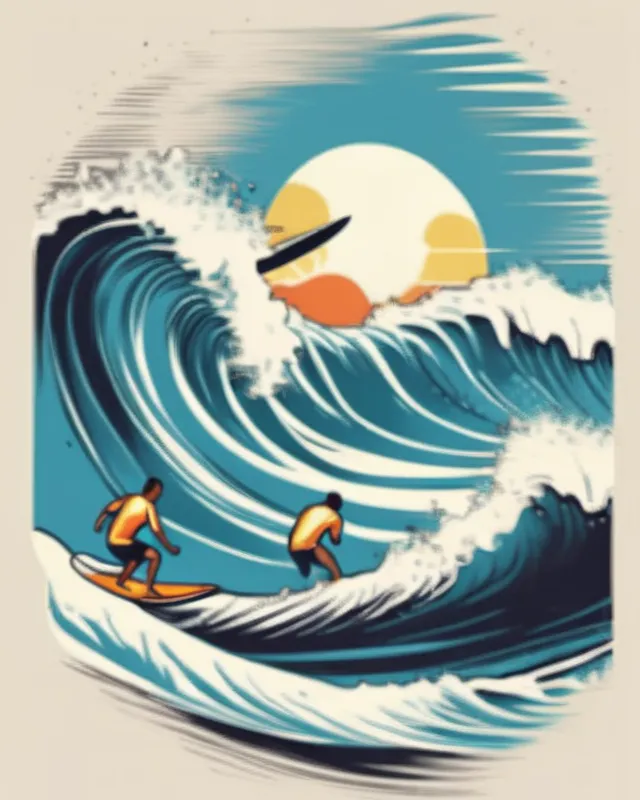 Surfers surfing on a wave on a sunny day