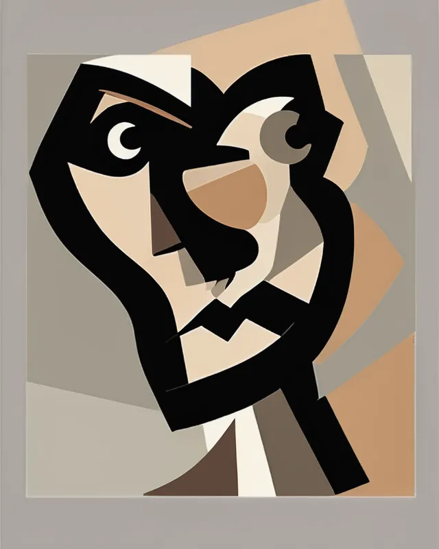 Cubist portrait in shades of brown