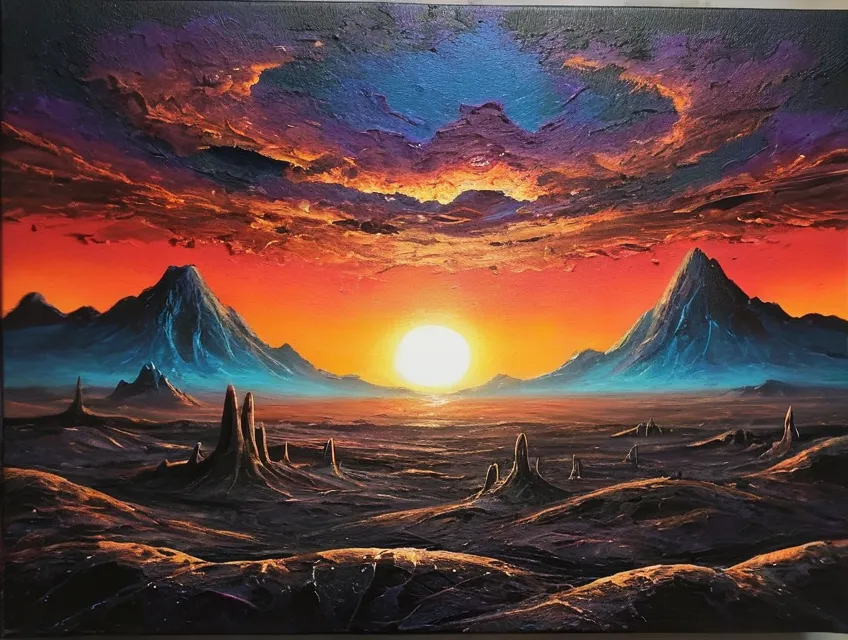 Sun of Mars on sale Original Acrylic Painting