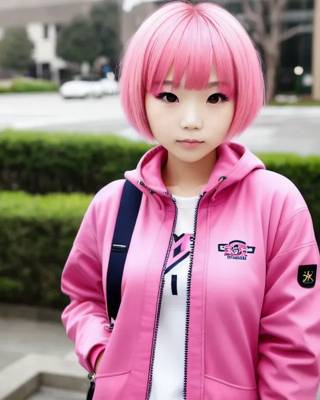 Japanese girl pink hair - Free AI Photo Generator - starryai
