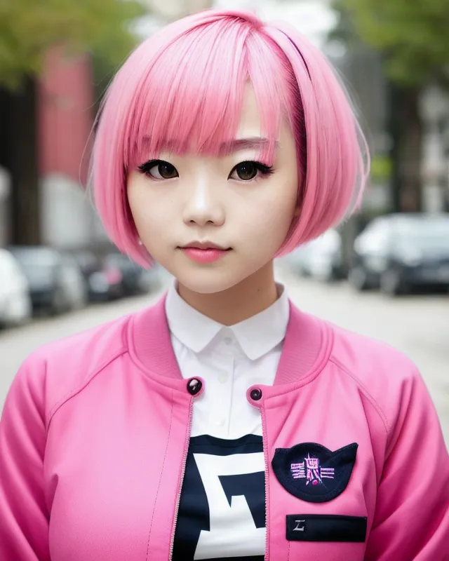 Japanese girl pink hair - Free AI Photo Generator - starryai