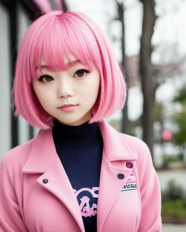 Japanese girl pink hair - Free AI Photo Generator - starryai
