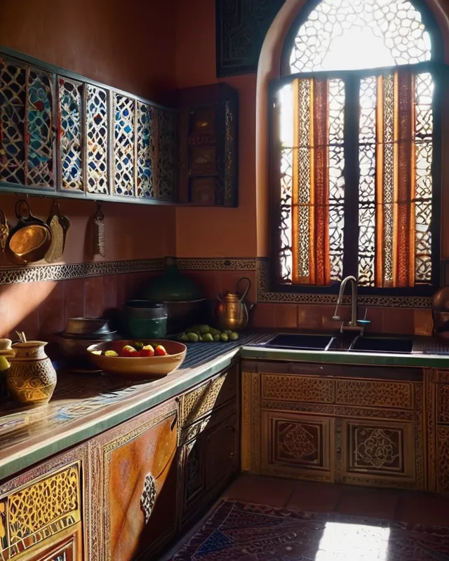 Moroccan style kitchen. Rich, . - Free AI Photo Generator - starryai